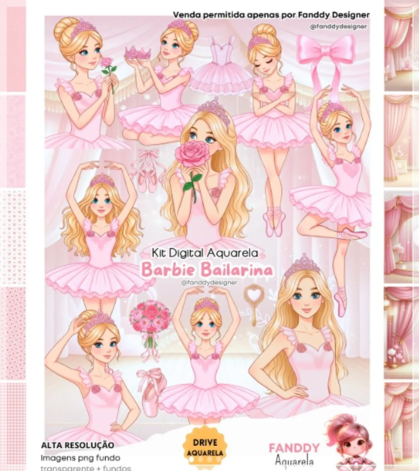 Kit Digital Barbie Bailarina Aquarela 29 1