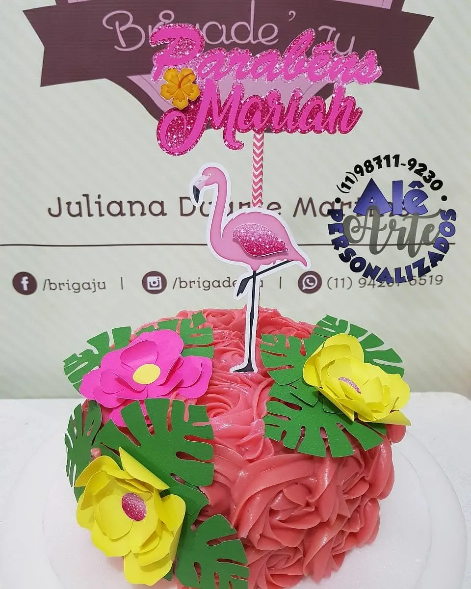 Arquivo de Corte Topo de Bolo Flamingo Tropical 20 1