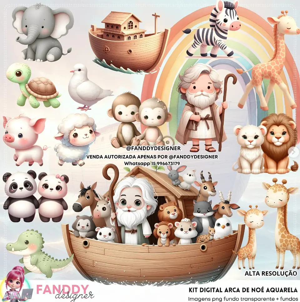Kit Digital Arca de Noé Aquarela 21 1