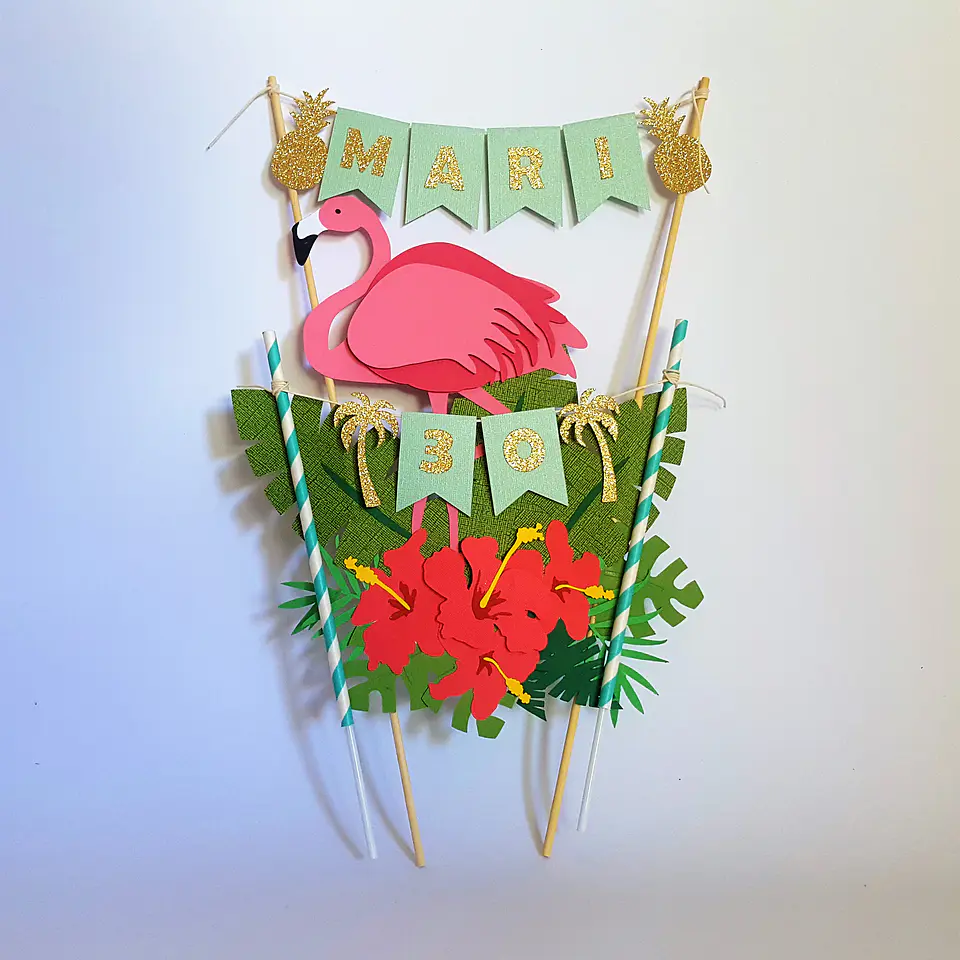 Arquivo de Corte Topo de Bolo Flamingo Tropical 8 1