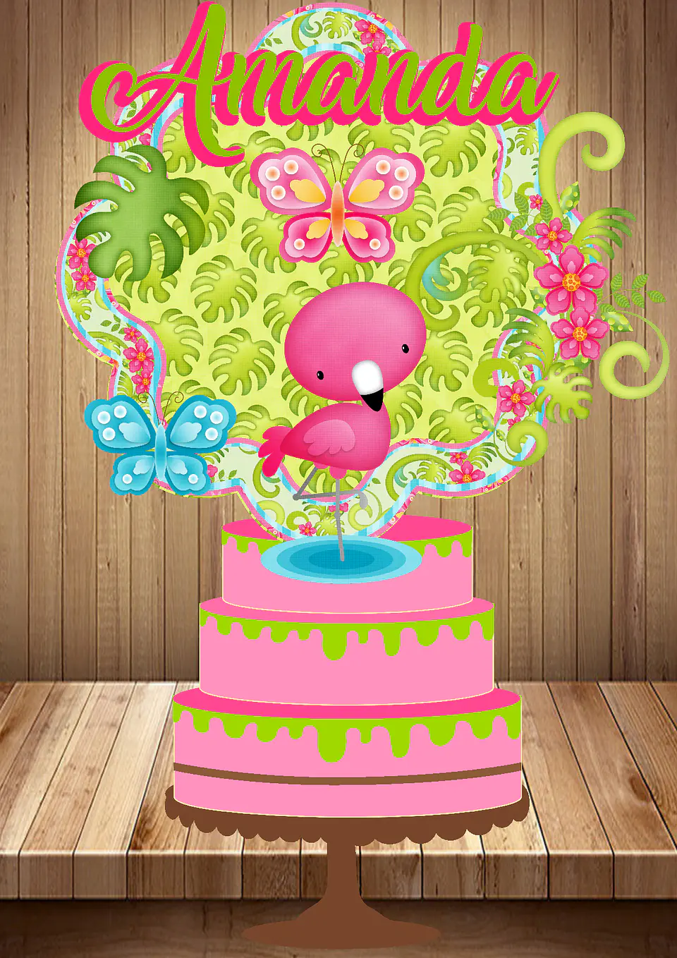 Arquivo de Corte Topo de Bolo Flamingo Tropical 28 1