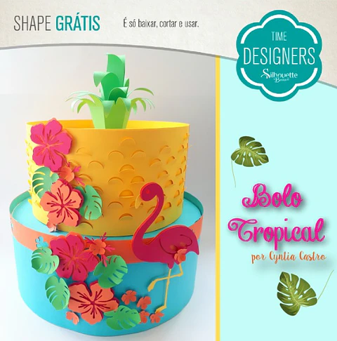 Arquivo de Corte Topo de Bolo Flamingo Tropical 5