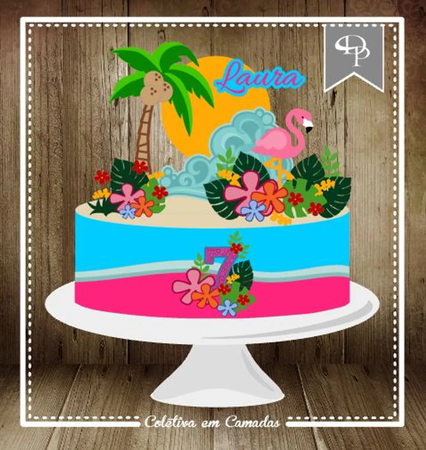 Arquivo de Corte Topo de Bolo Flamingo Tropical 26 1
