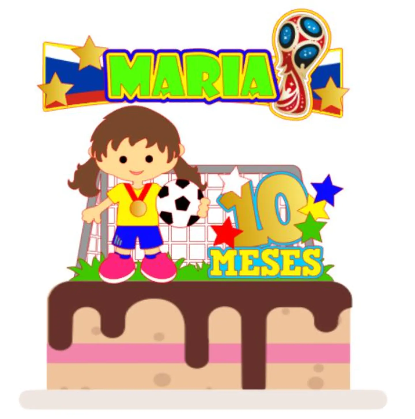 Arquivo de Corte Topo de Bolo Futebol Menina 1 1