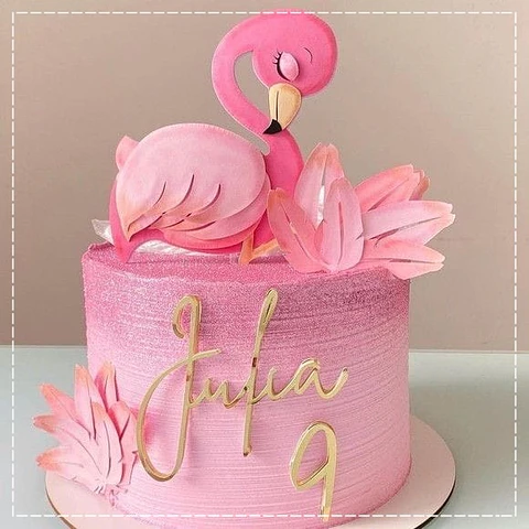 Arquivo de Corte Topo de Bolo Flamingo Tropical 18