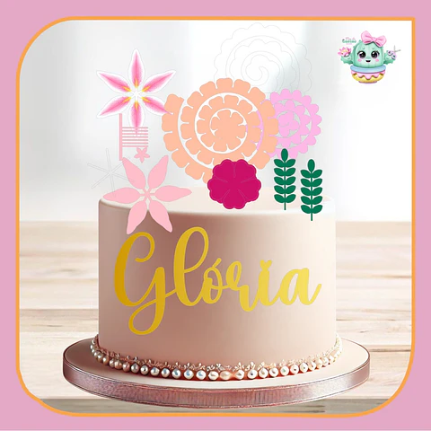 Arquivo de Corte Topo de Bolo Flores Floral 62