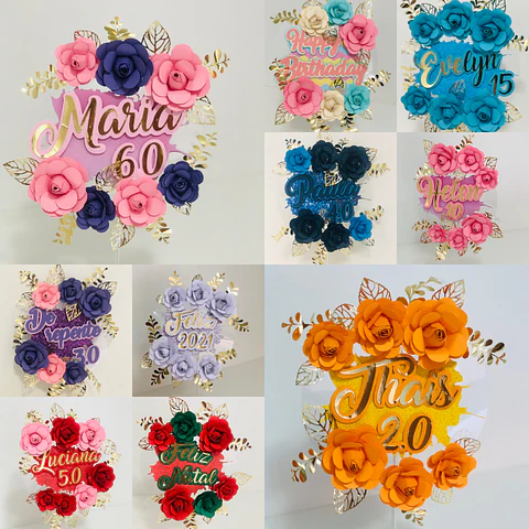 Arquivo de Corte Topo de Bolo Flores Floral 60