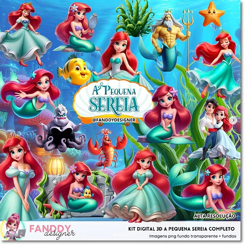 Kit Digital A Pequena Sereia Completo 10