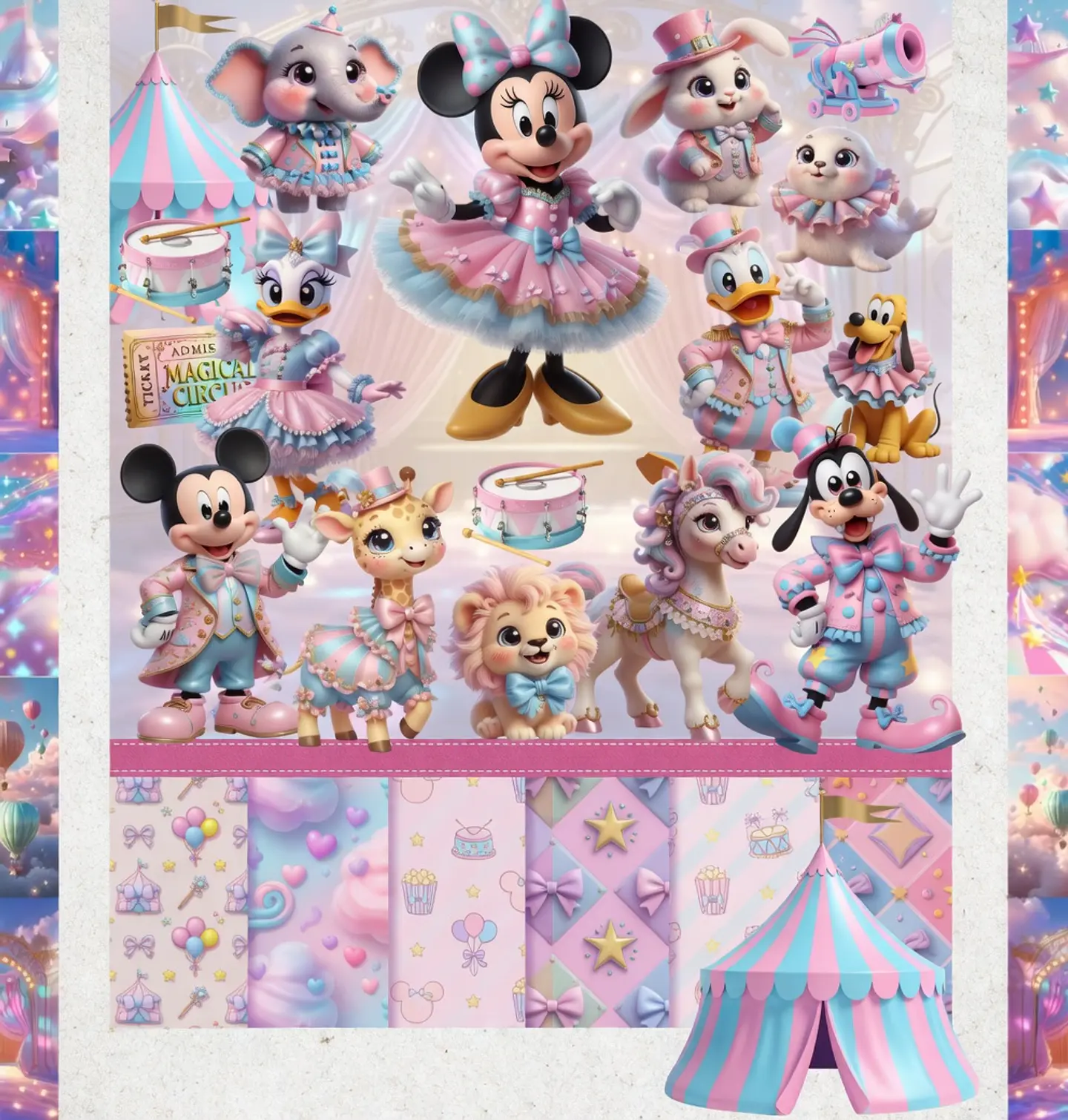 Kits Digitais - Disney Circo Rosa 3D 1