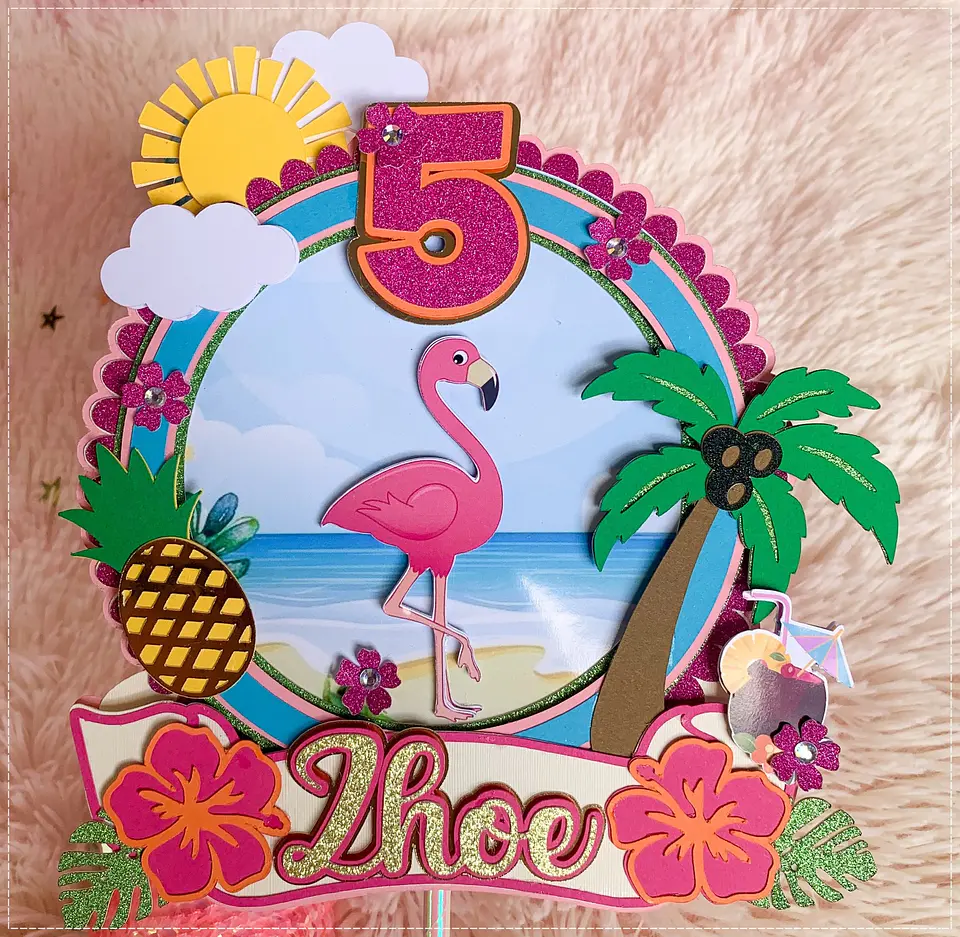 Arquivo de Corte Topo de Bolo Flamingo Tropical 19 1