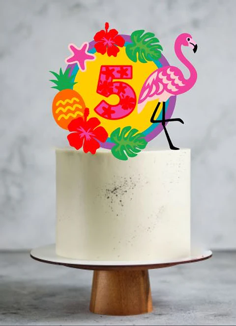 Arquivo de Corte Topo de Bolo Flamingo Tropical 15
