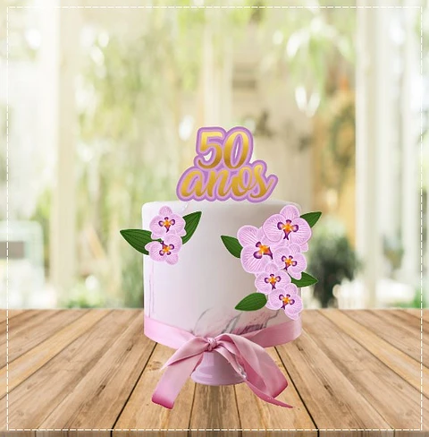 Arquivo de Corte Topo de Bolo Flores Floral 58