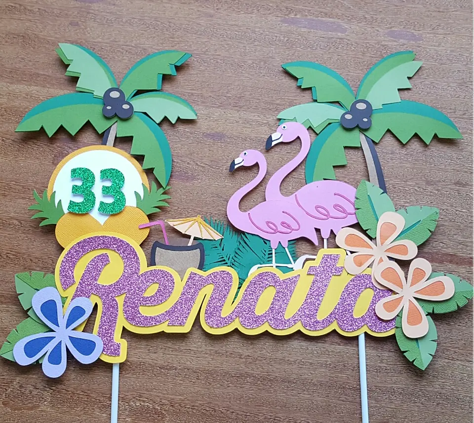 Arquivo de Corte Topo de Bolo Flamingo Tropical 9 1