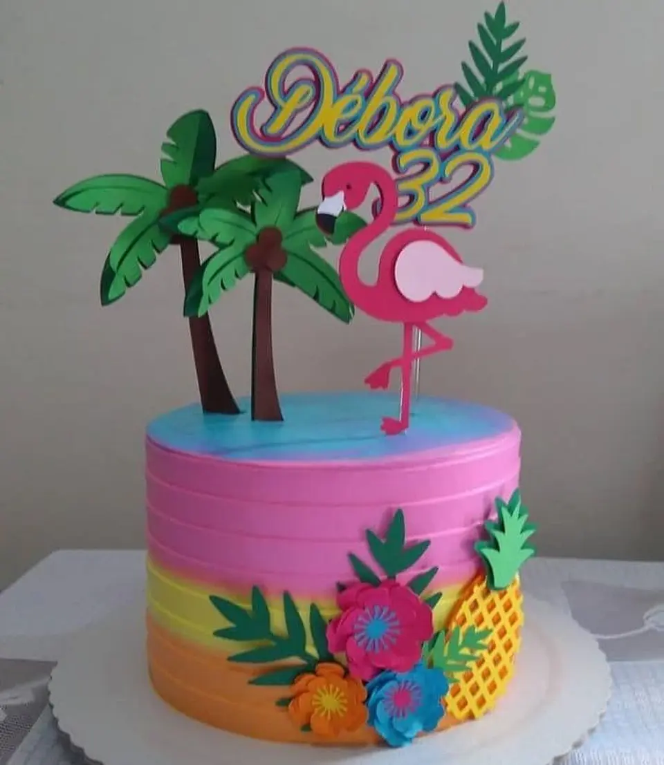 Arquivo de Corte Topo de Bolo Flamingo Tropical 46 1