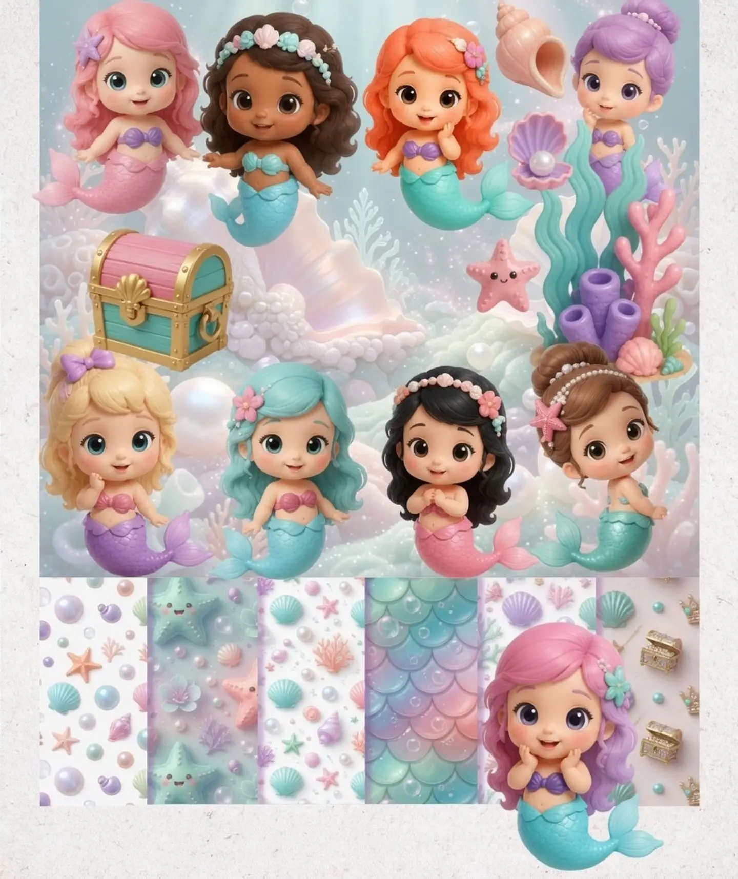 Kit Digital Sereias Baby 3D 1
