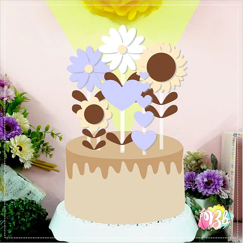 Arquivo de Corte Topo de Bolo Flores Floral 47