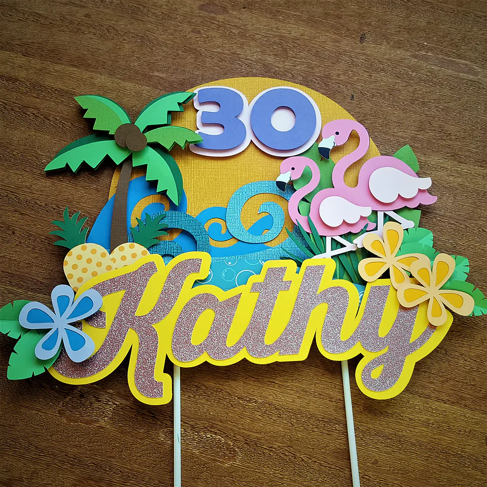 Arquivo de Corte Topo de Bolo Flamingo Tropical 7 1