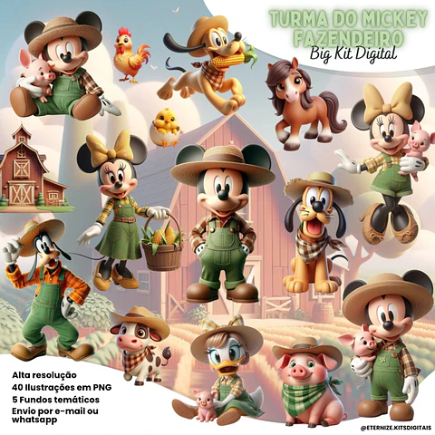 Kit Digital Mickey Fazendeiro 66