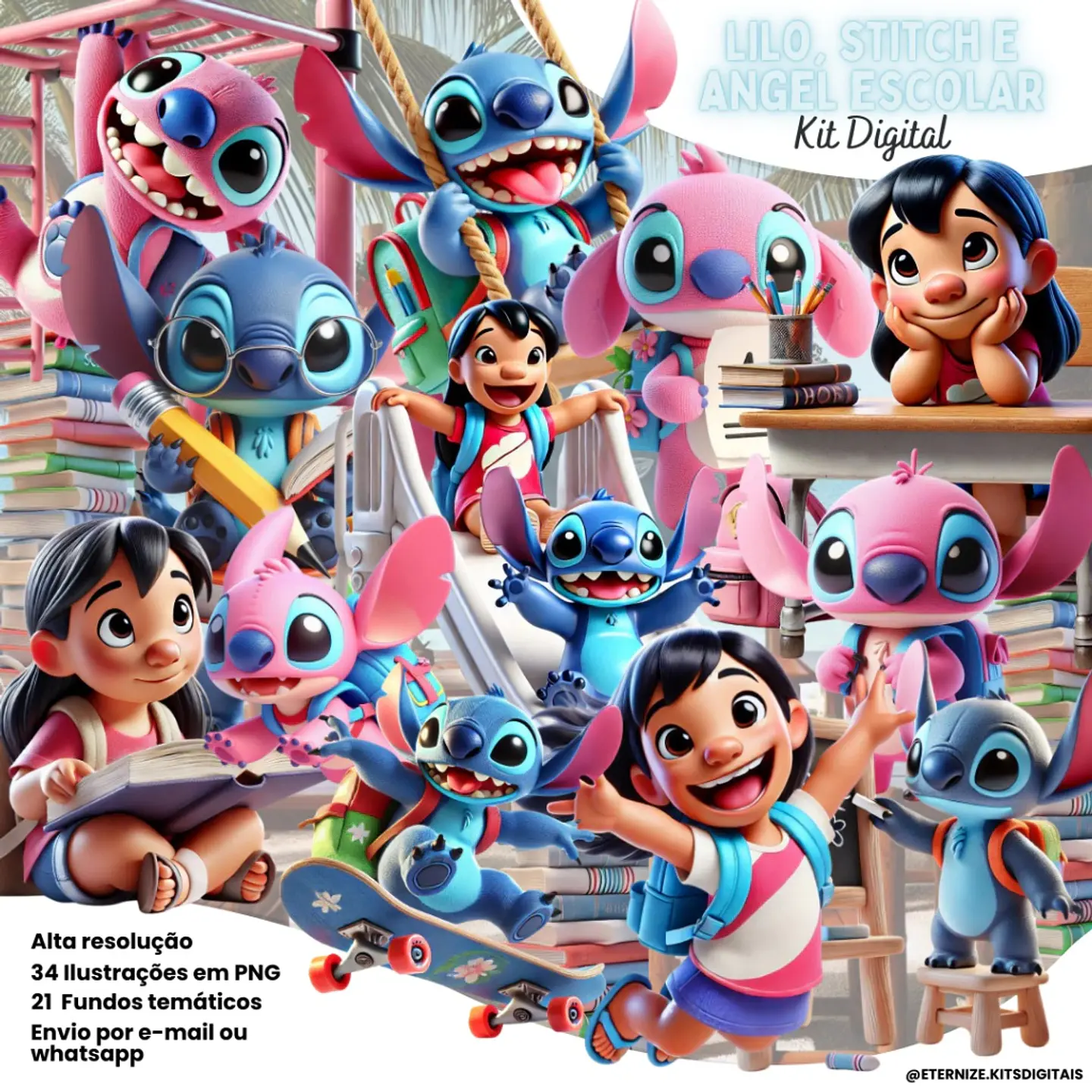Kit Digital Lilo, Stitch e Angel Escolar 59 1