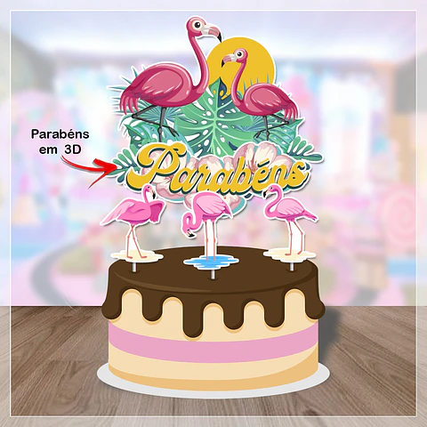 Arquivo de Corte Topo de Bolo Flamingo Tropical 14