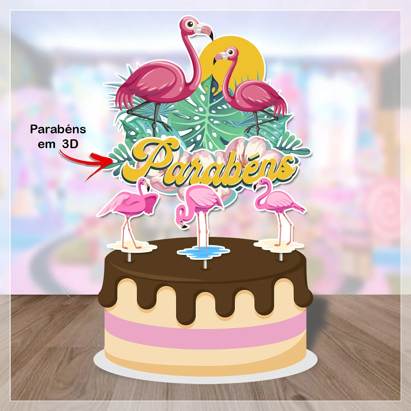 Arquivo de Corte Topo de Bolo Flamingo Tropical 14 1