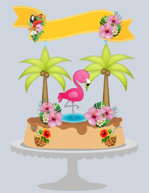 Arquivo de Corte Topo de Bolo Flamingo Tropical 4