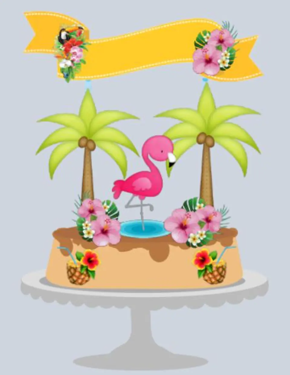 Arquivo de Corte Topo de Bolo Flamingo Tropical 4 1