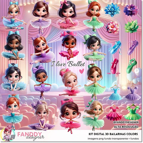 Kit Digital Bailarinas Collor 3d 28