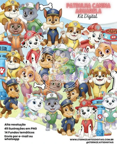 Kit Digital Patrulha Canina Aquarela 10