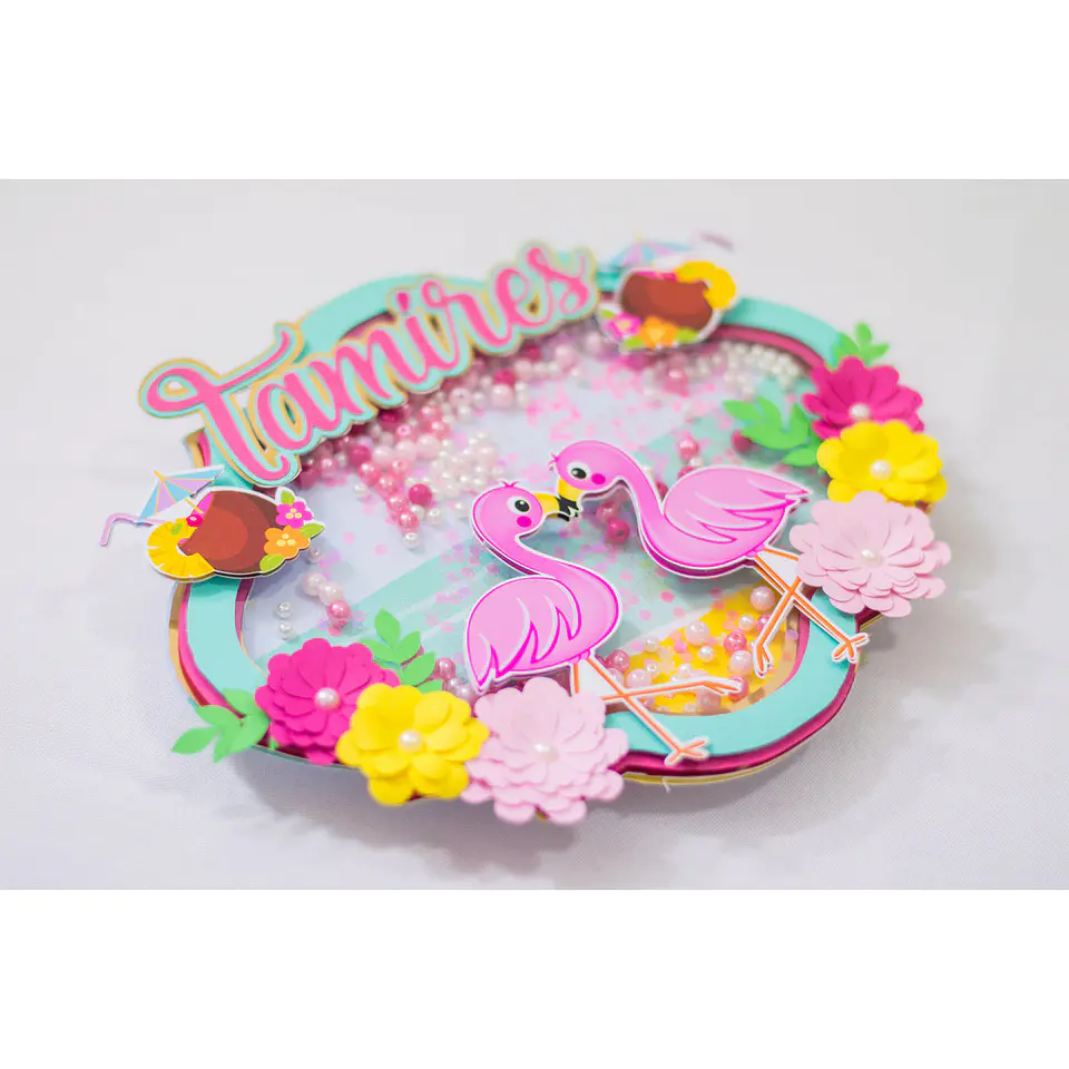 Arquivo de Corte Topo de Bolo Flamingo Tropical 45 1