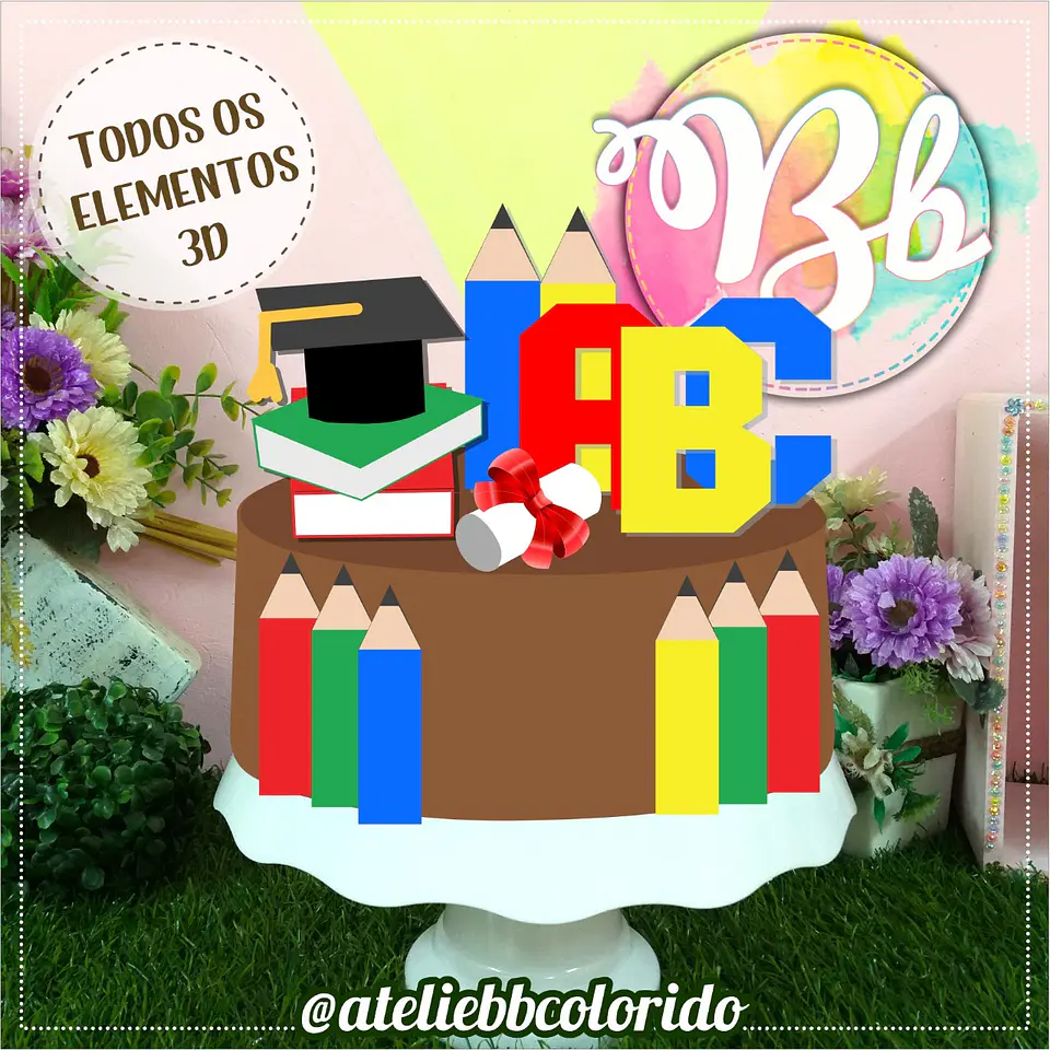 Arquivo de Corte Topo de Bolo Formatura Abc 3 1