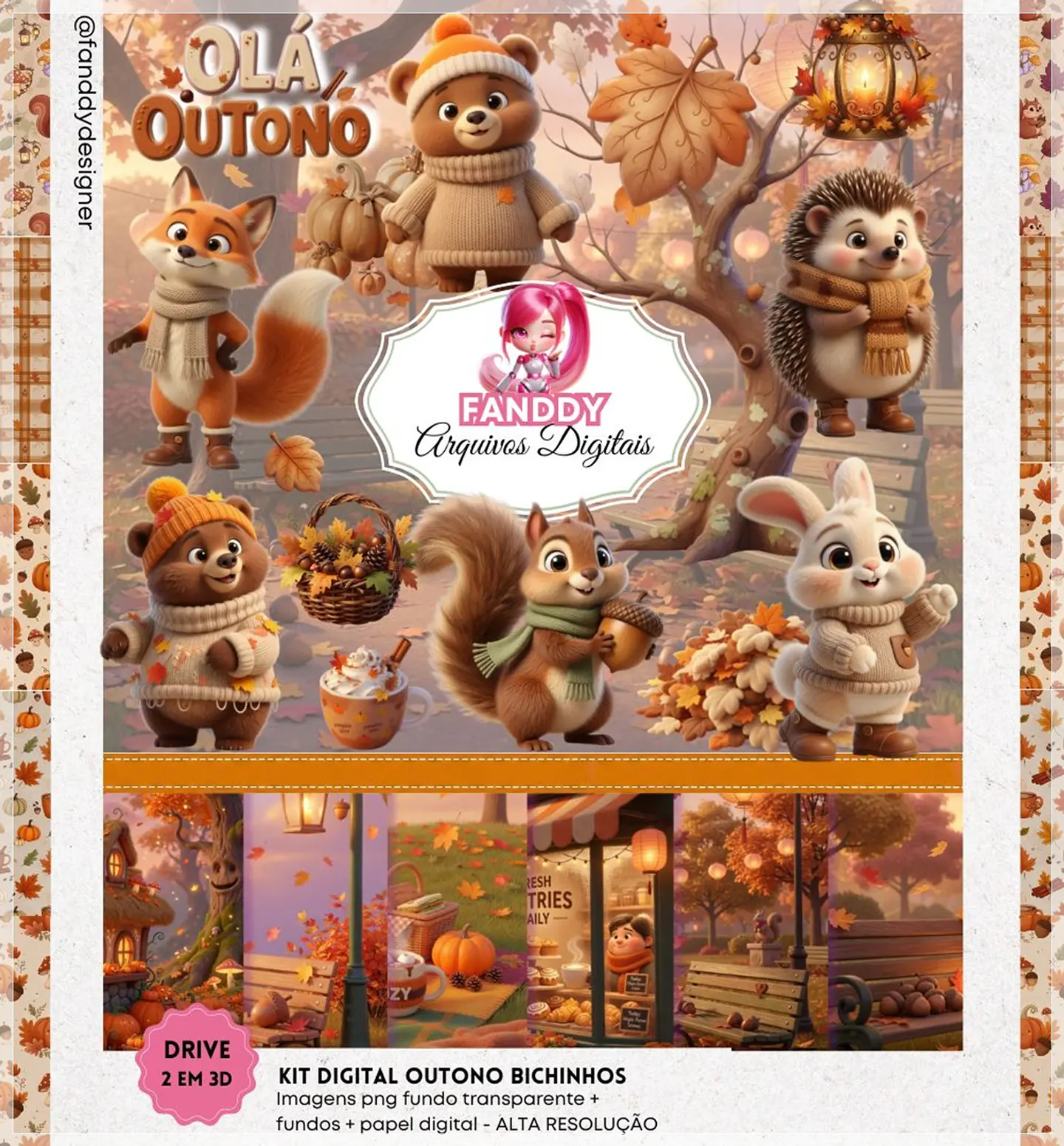 Kit Digital Outono Bichinhos 3d 3d 252 1