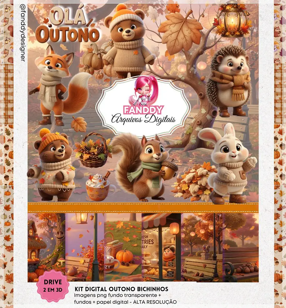 Kit Digital Outono Bichinhos 3d 3d 252 1