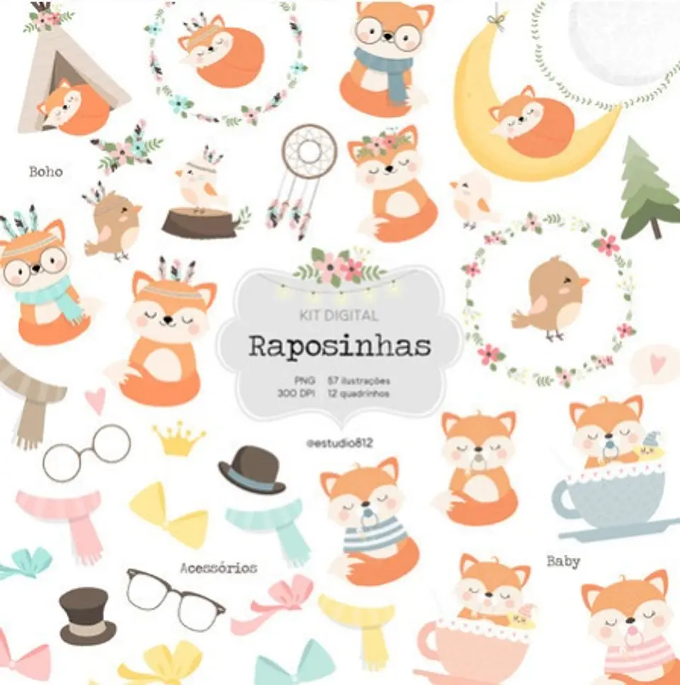 Kit Digital Raposinhas 78 1
