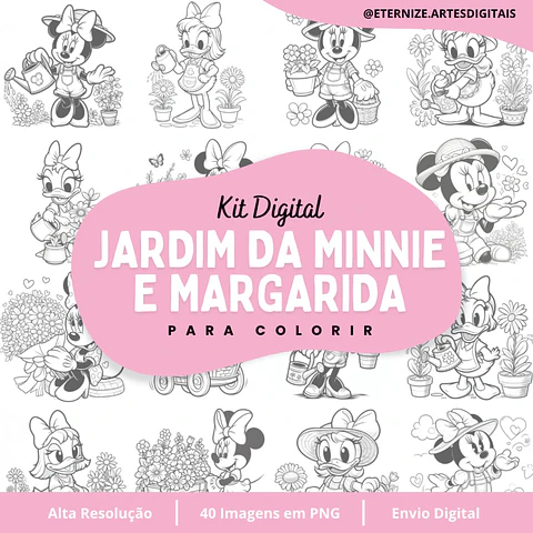 Kit Digital Jardim da Minnie e Margarida (Para Colorir) 52