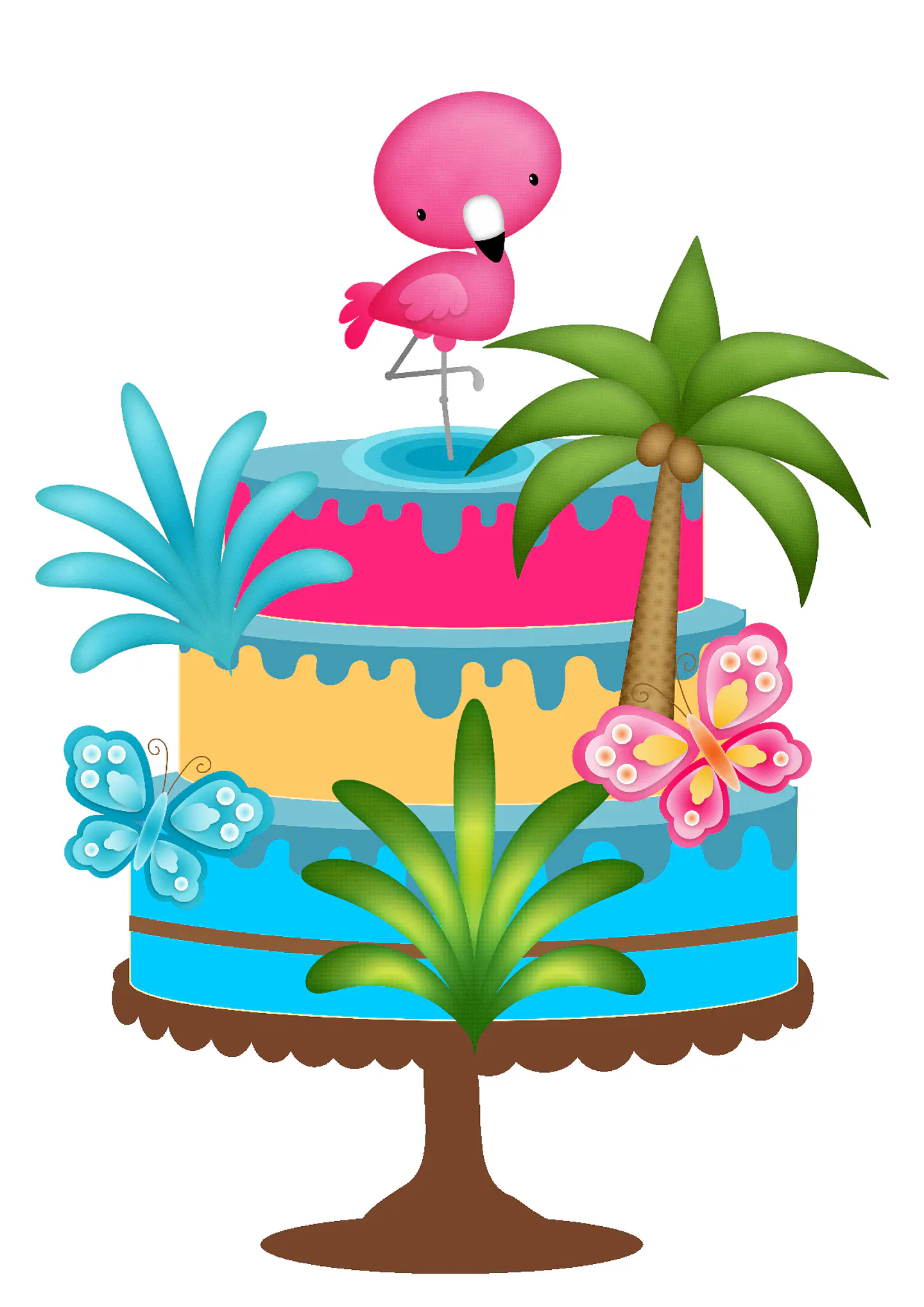 Arquivo de Corte Topo de Bolo Flamingo Tropical 36 1