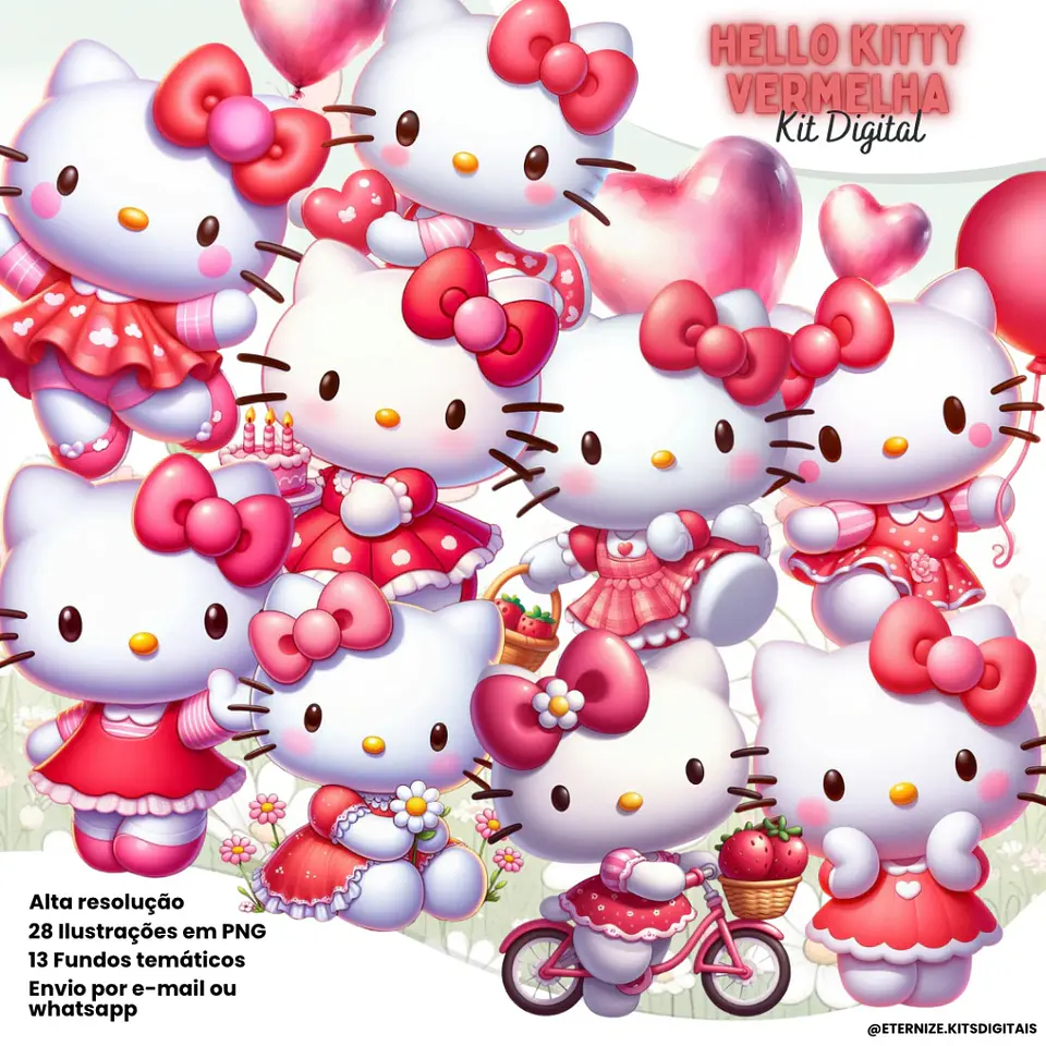 Kit Digital Hello Kitty Vermelha 7 1