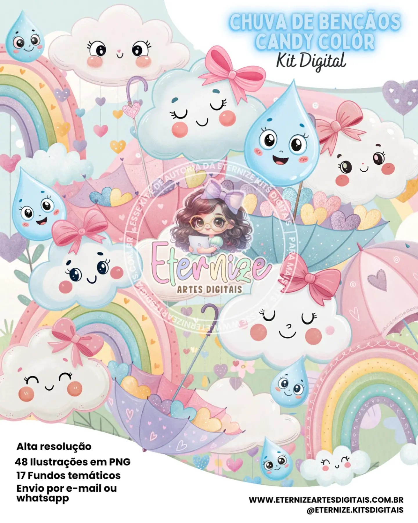 Kit Digital Chuva de Bençãos Candy Color 29 1