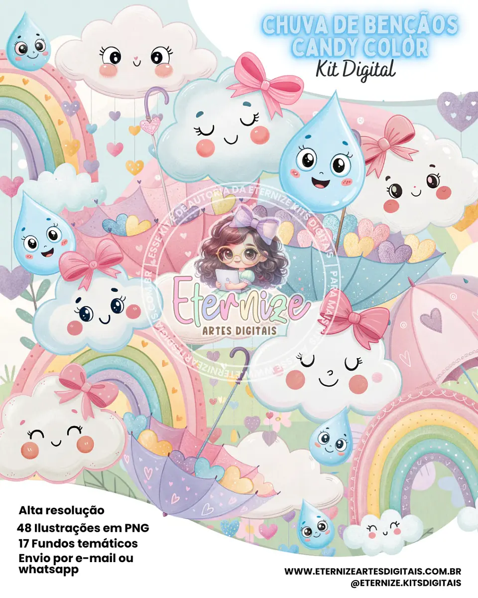 Kit Digital Chuva de Bençãos Candy Color 29 1