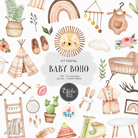 Kit Digital Baby Boho 88