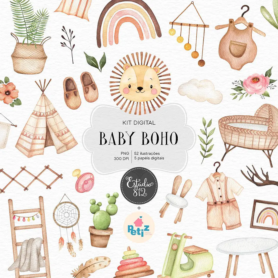 Kit Digital Baby Boho 88 1