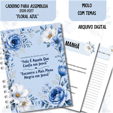 Encadernação - Assembléia de Circuito 26-27 Floral Azul Com Temas