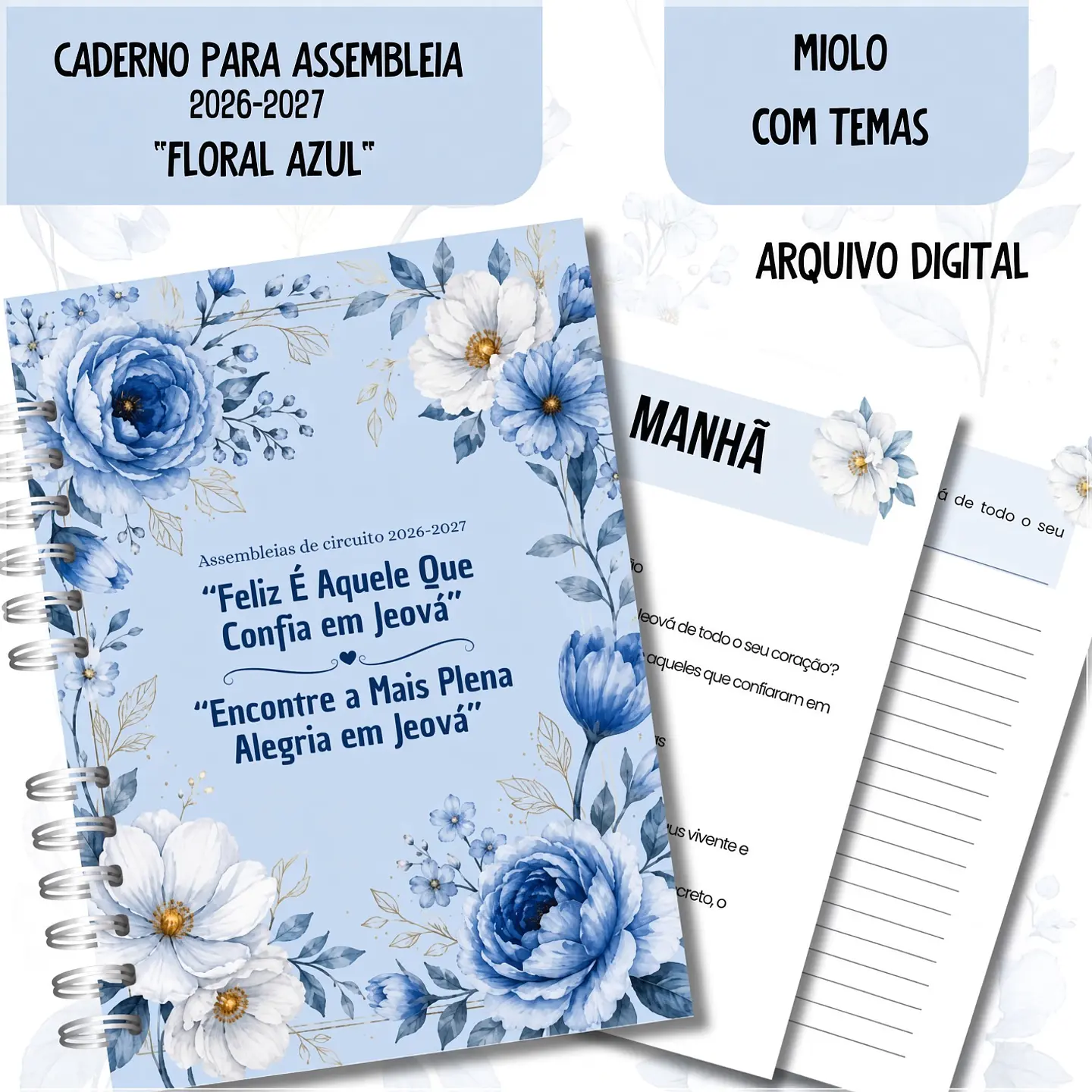 Encadernação - Assembléia de Circuito 26-27 Floral Azul Com Temas 1