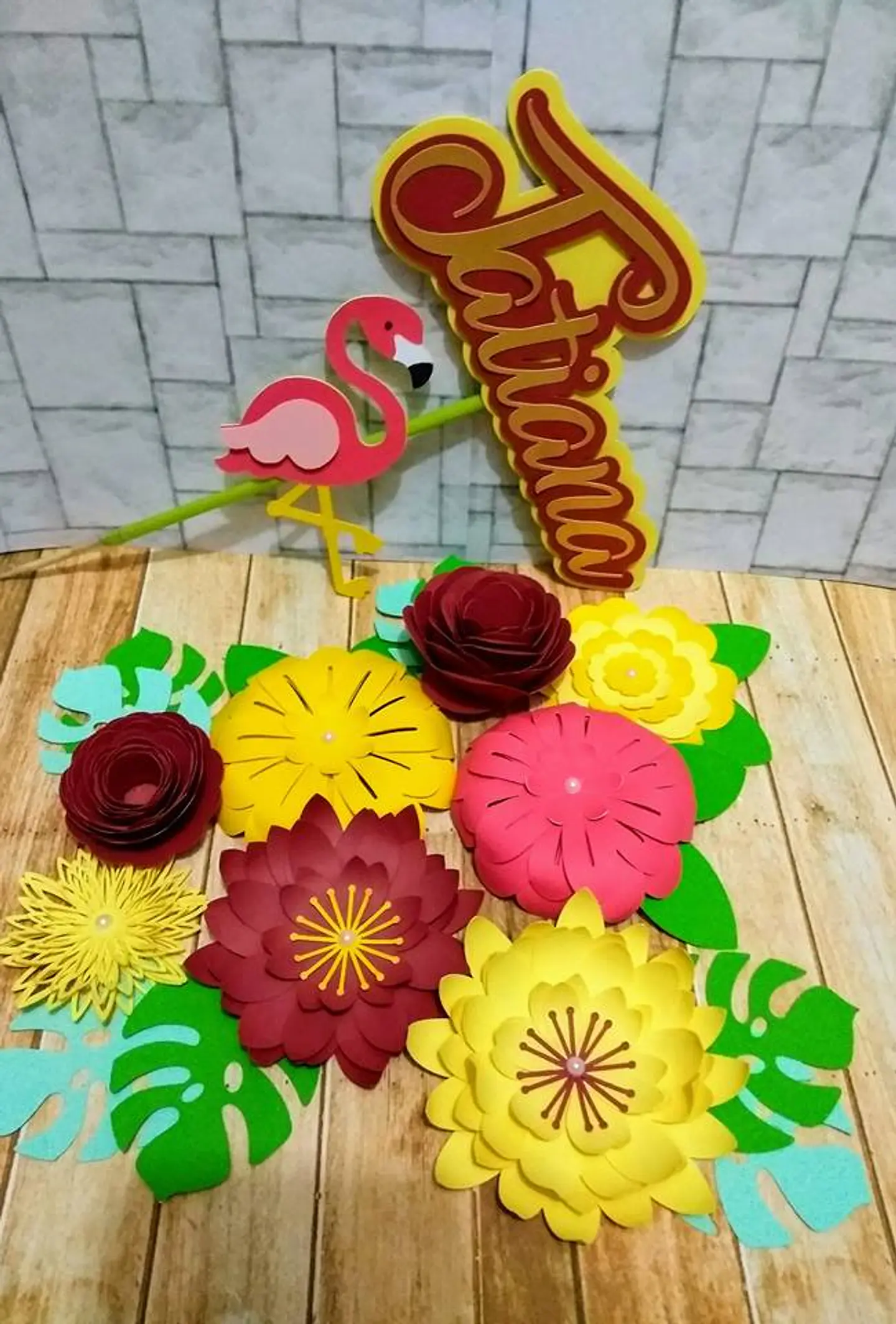 Arquivo de Corte Topo de Bolo Flamingo Tropical 41 1