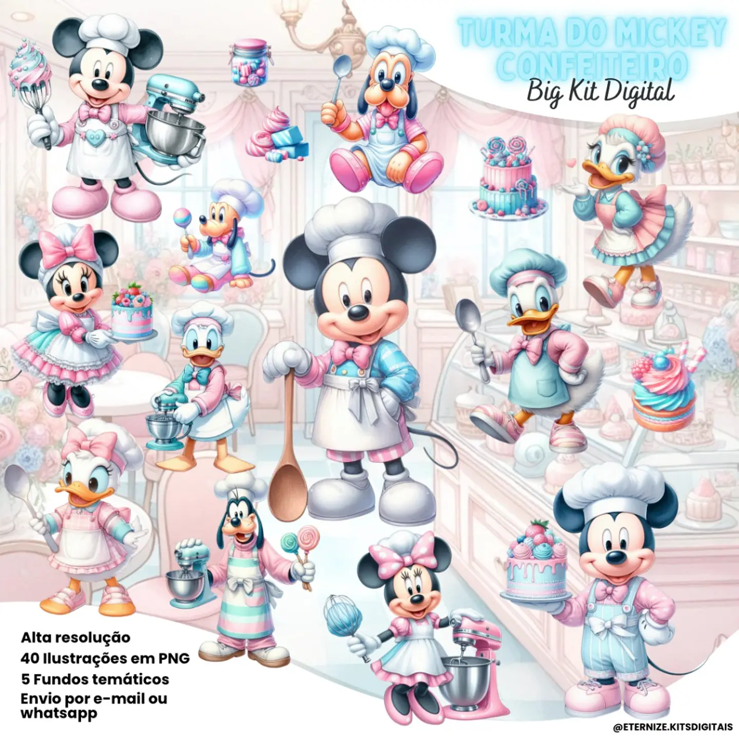 Kit Digital Turma do Mickey Confeiteiro 98 1