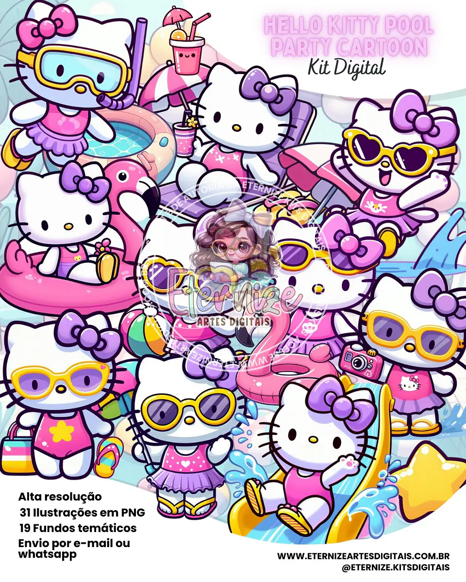 Kit Digital Hello Kitty Pool Party 48 1