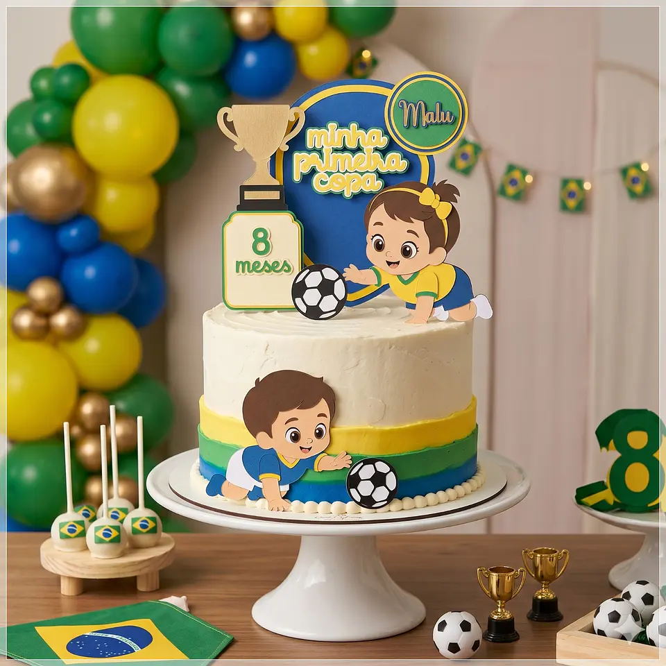 Arquivo de Corte Topo de Bolo Futebol Copa Menina Menino 141 1