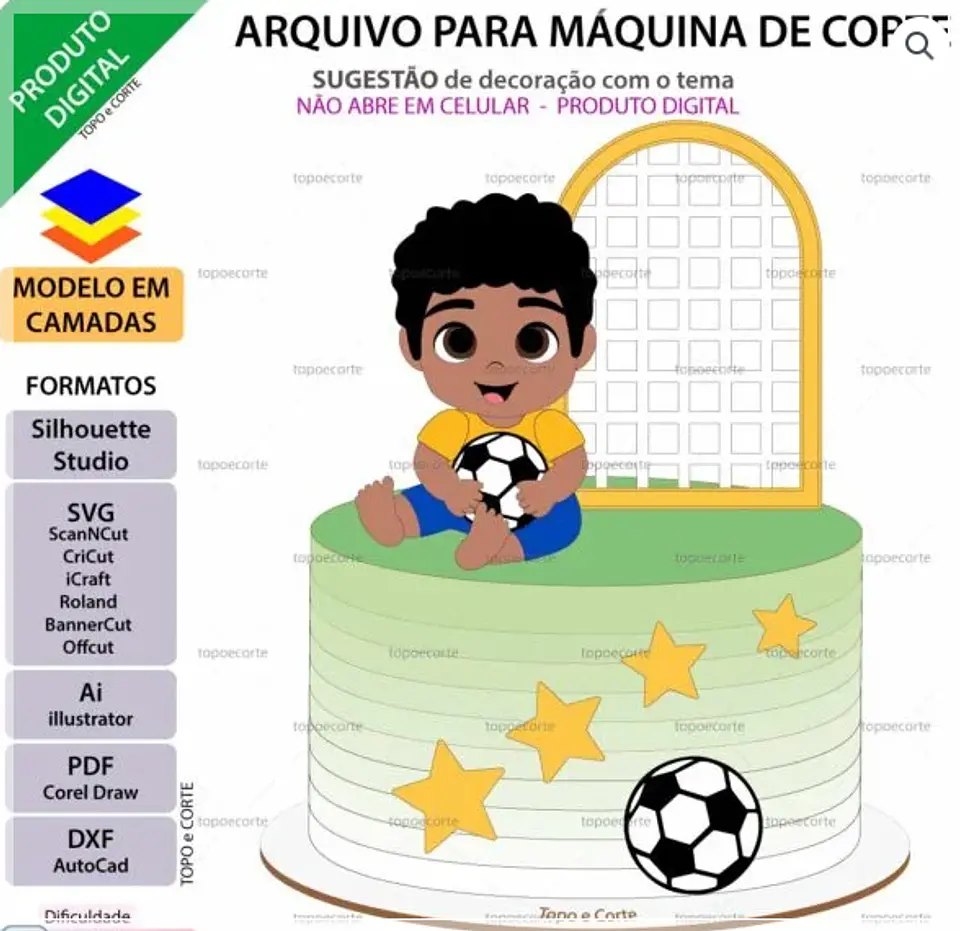 Arquivo de Corte Topo de Bolo Futebol 80 1