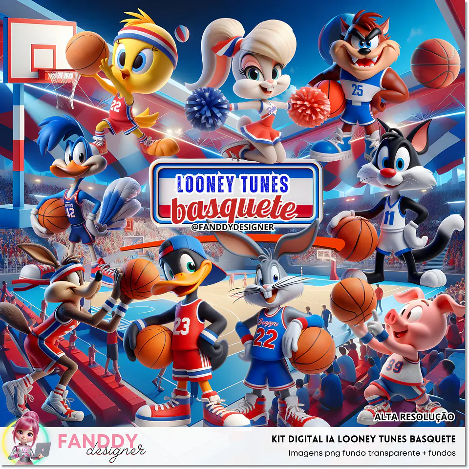Kit Digital Looney Tunes Basquete 195 1