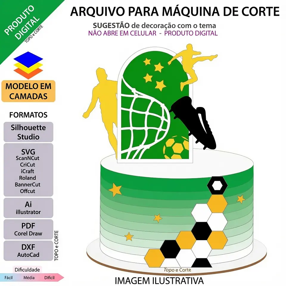 Arquivo de Corte Topo de Bolo Futebol 3 1